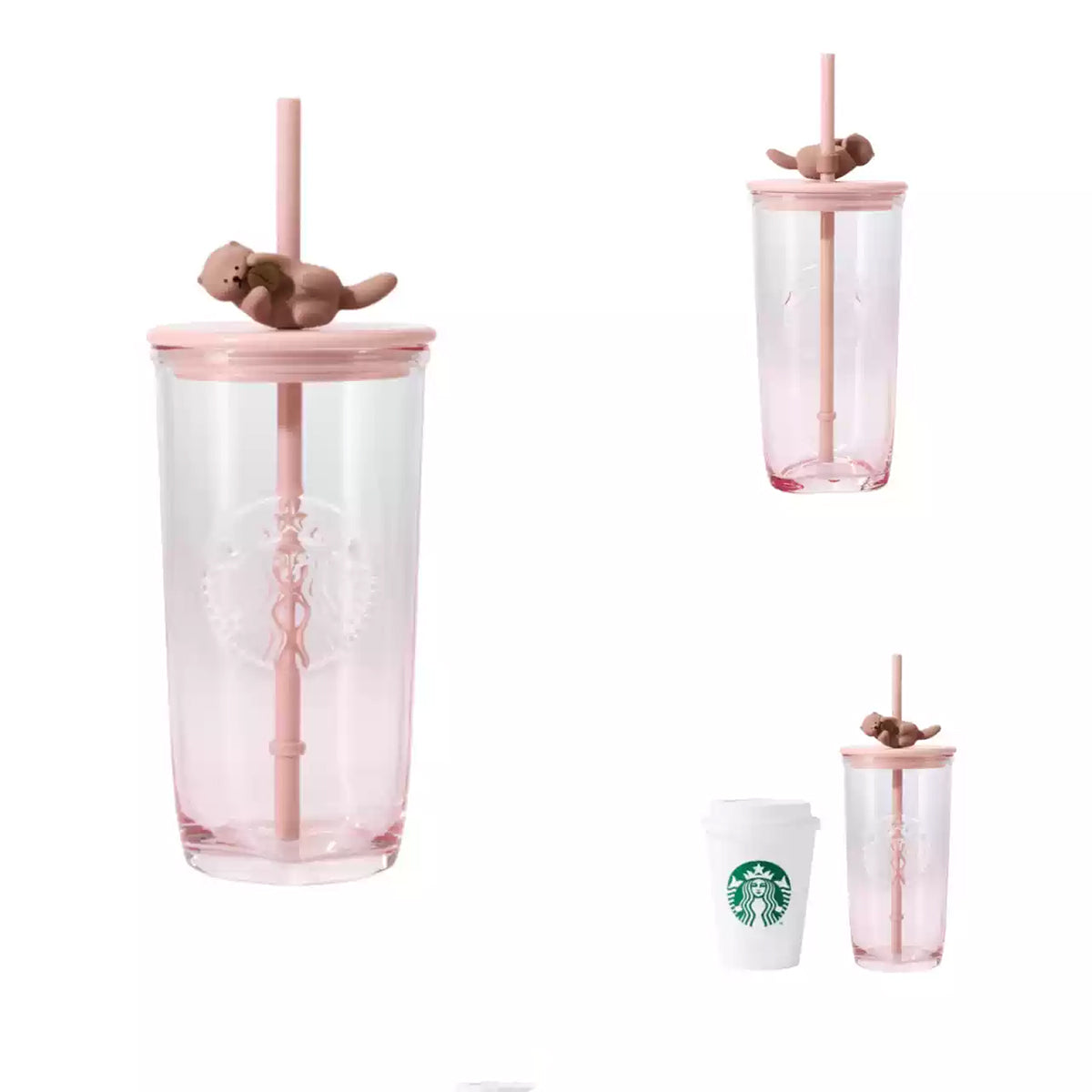 Starbucks China 2025 Valentine's Day Heart-Shaped Glass Straw Cup 500ml Starbucks loveinstarbucks