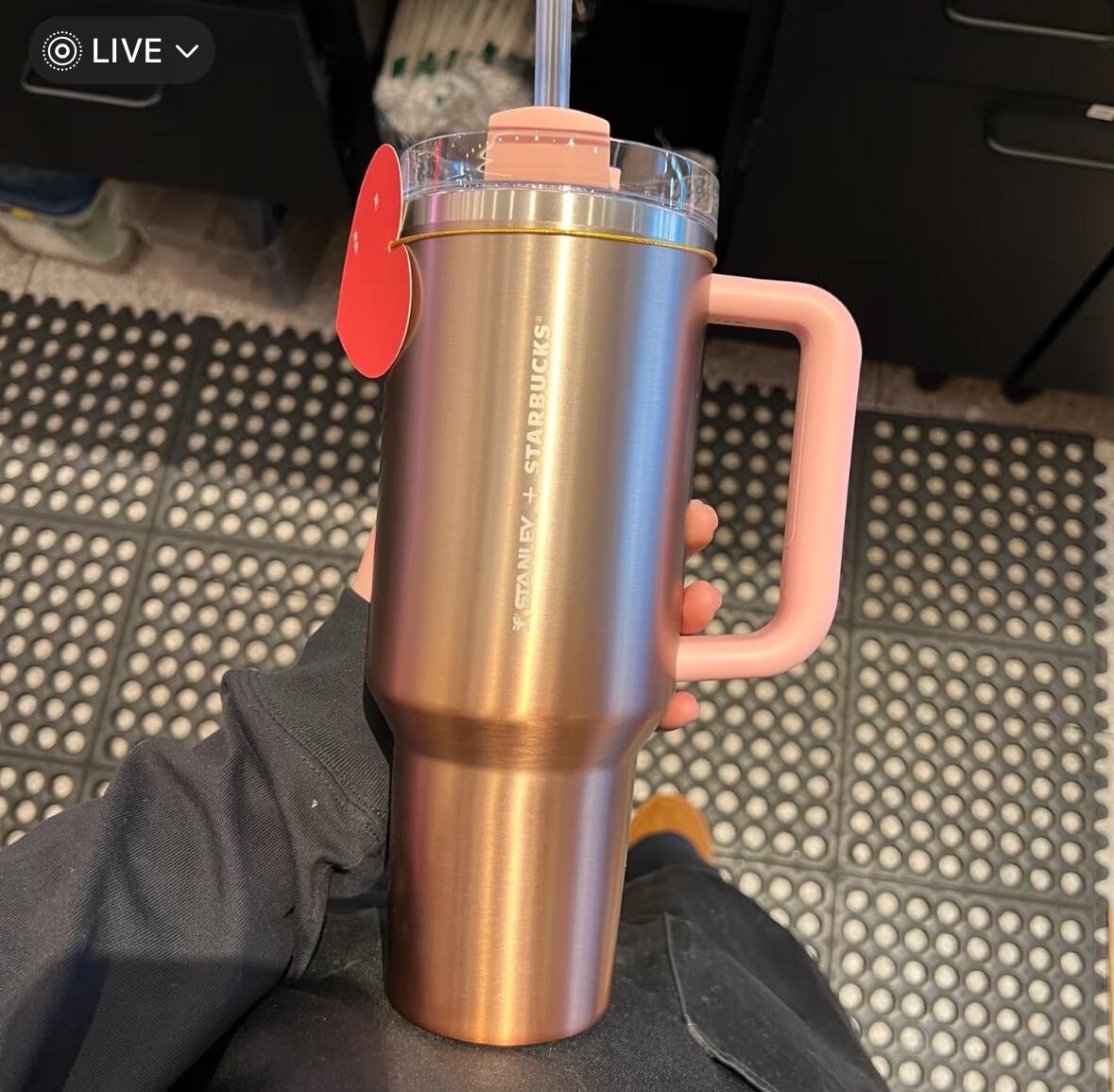 pre-order Starbucks China 2025 Valentine's Day Stanley Stainless Steel Straw Cup 40oz 1183ml Starbucks loveinstarbucks