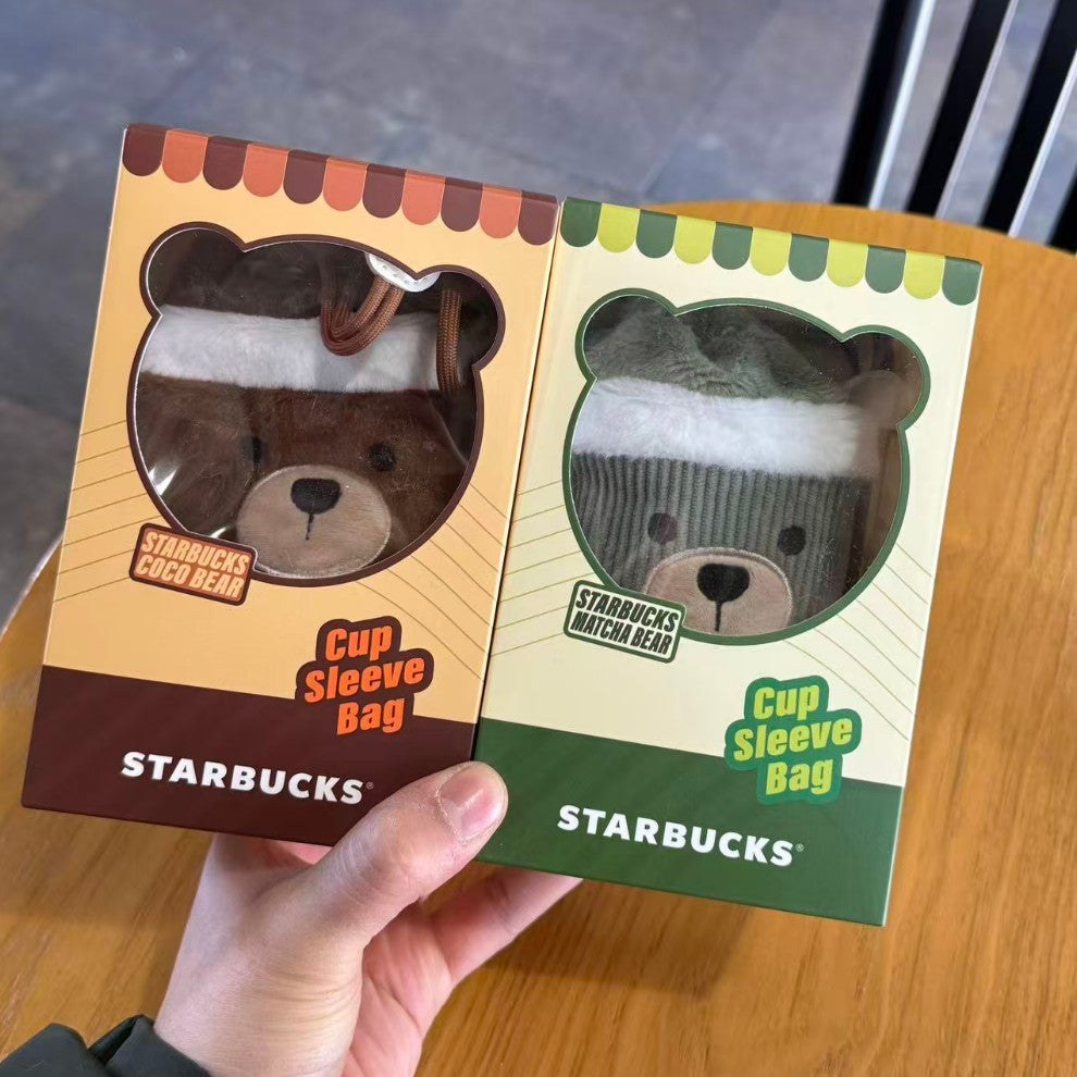 pre-order  Starbucks China 2026 Bearista Bear Matcha and Chocolate cup sleeve bag