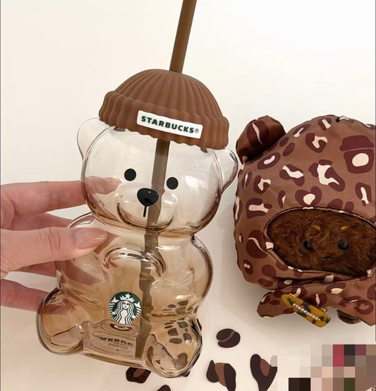 pre-order Starbucks China 2026 Leopard Print Series Bearista Bear glass with headpiece  -read details