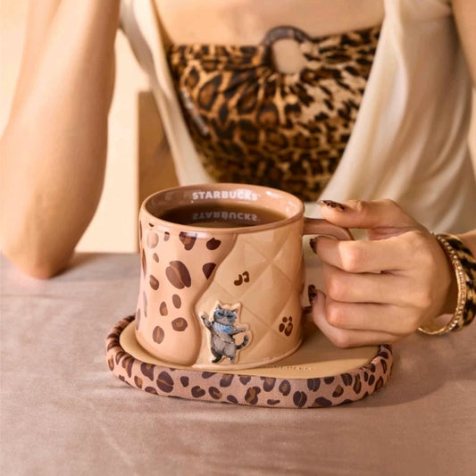 Starbucks Starbucks China 2026 Leopard Print Series 365ml embossed mug with coaster