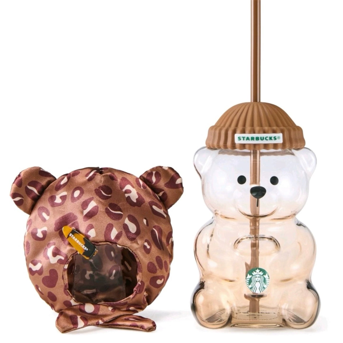 Starbucks China 2026 Leopard Print Series Bearista Bear glass with headpiece  -read details