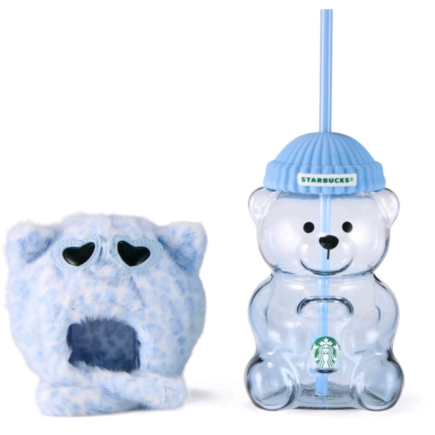 Starbucks China 2026 Leopard Print Series blue Bearista Bear glass with headpiece -read details