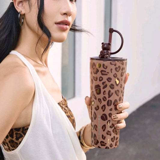 Starbucks China 2026 Leopard Print Series Stainless Steel Straw Cup 845ml 29.74oz - read  details