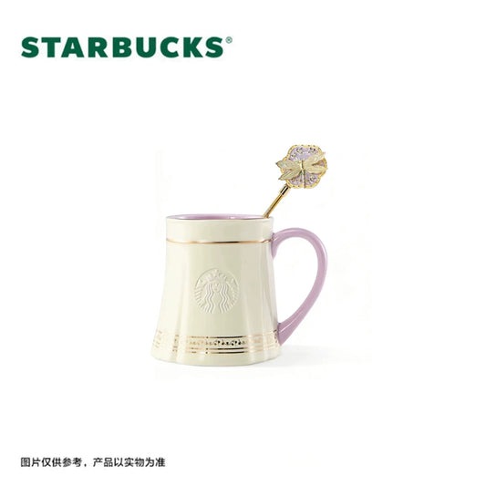 Starbucks China 2026 Spring Blessings Series purple handle 415ml horse skirt style mug with stir stick