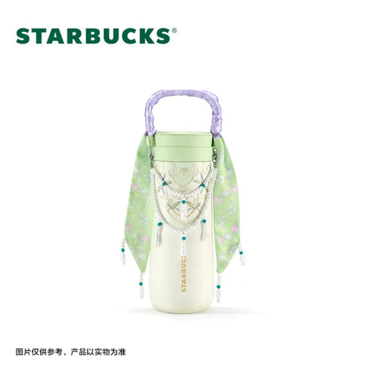 Starbucks China 2026 Spring Blessings Series 430ml stainless steel thermos cup with purple ribbon handle