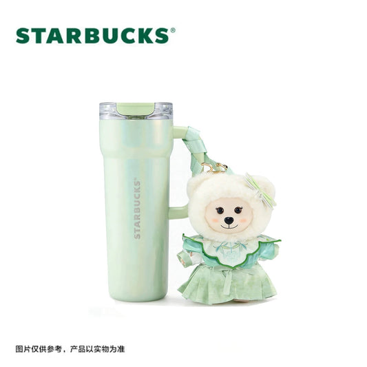 Starbucks China 2026 Spring Blessings Series 690ml Stainless Steel Double Drinking Cup with Vinyl Plush Charm
