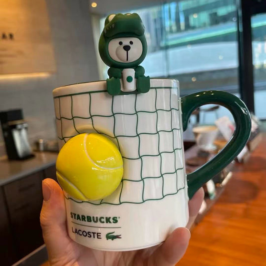 Starbucks China 2026 X LACOSTE co-brand 360ml green mug coming with stopper