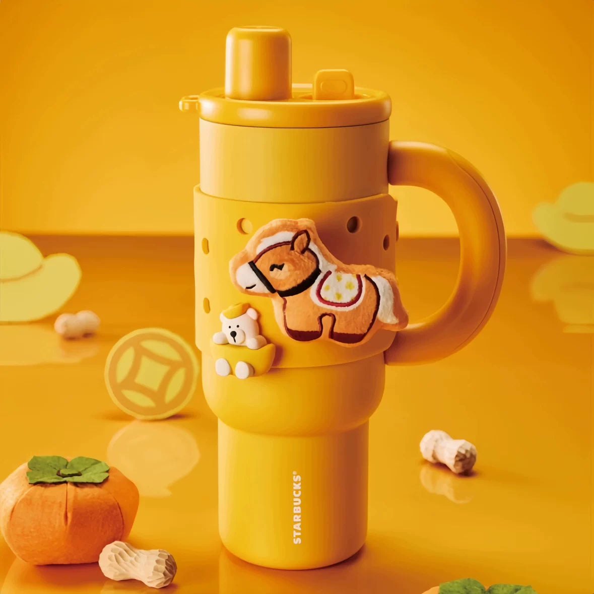 Starbucks China 2026 Year of the Horse series Yuanbao Bear Style Stainless Steel Double Drinking Cup 1170ml 41.18oz