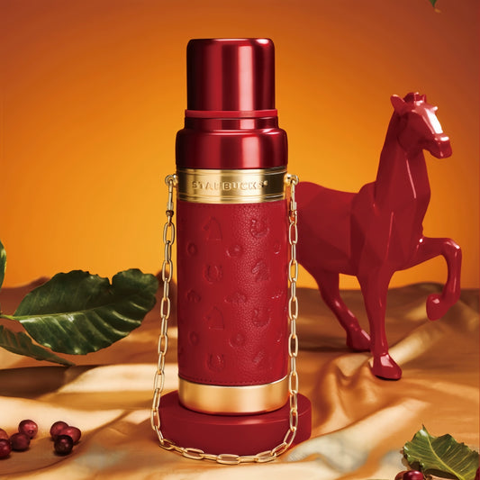 Starbucks China 2026 Year of the Horse series red stainless steel thermos cup with chain 580ml 20.41oz