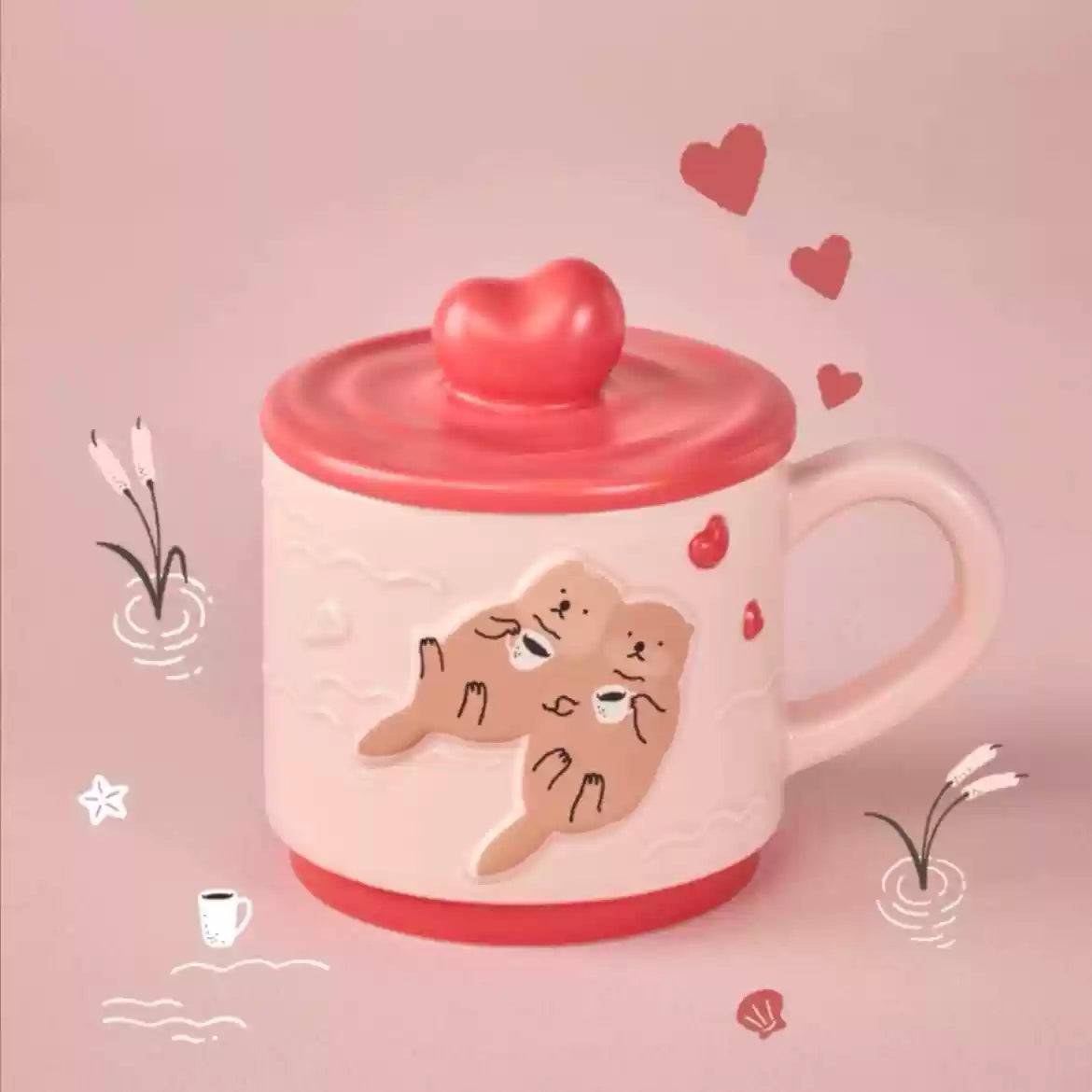 Starbucks China 2025 Valentine's Day Heart Shaped Lid Mug 380ml Starbucks loveinstarbucks