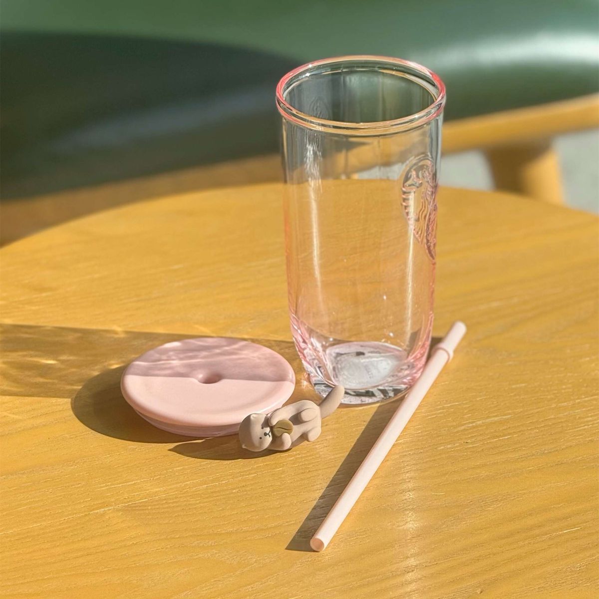 Starbucks China 2025 Valentine's Day Heart-Shaped Glass Straw Cup 500ml Starbucks loveinstarbucks