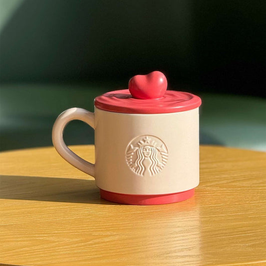 Starbucks China 2025 Valentine's Day Heart Shaped Lid Mug 380ml Starbucks loveinstarbucks