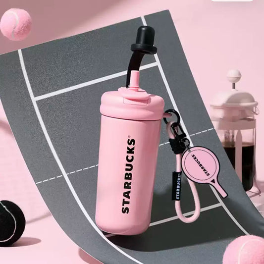 Starbucks Pink Ink Sweetheart Double Drink Mouth Stainless Steel Straw Cup 550ml with Tea Strainer
