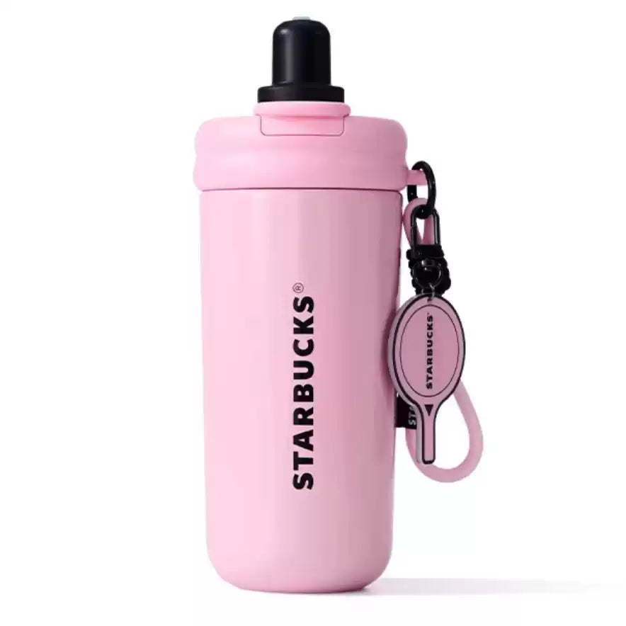 Starbucks Pink Ink Sweetheart Double Drink Mouth Stainless Steel Straw Cup 550ml with Tea Strainer