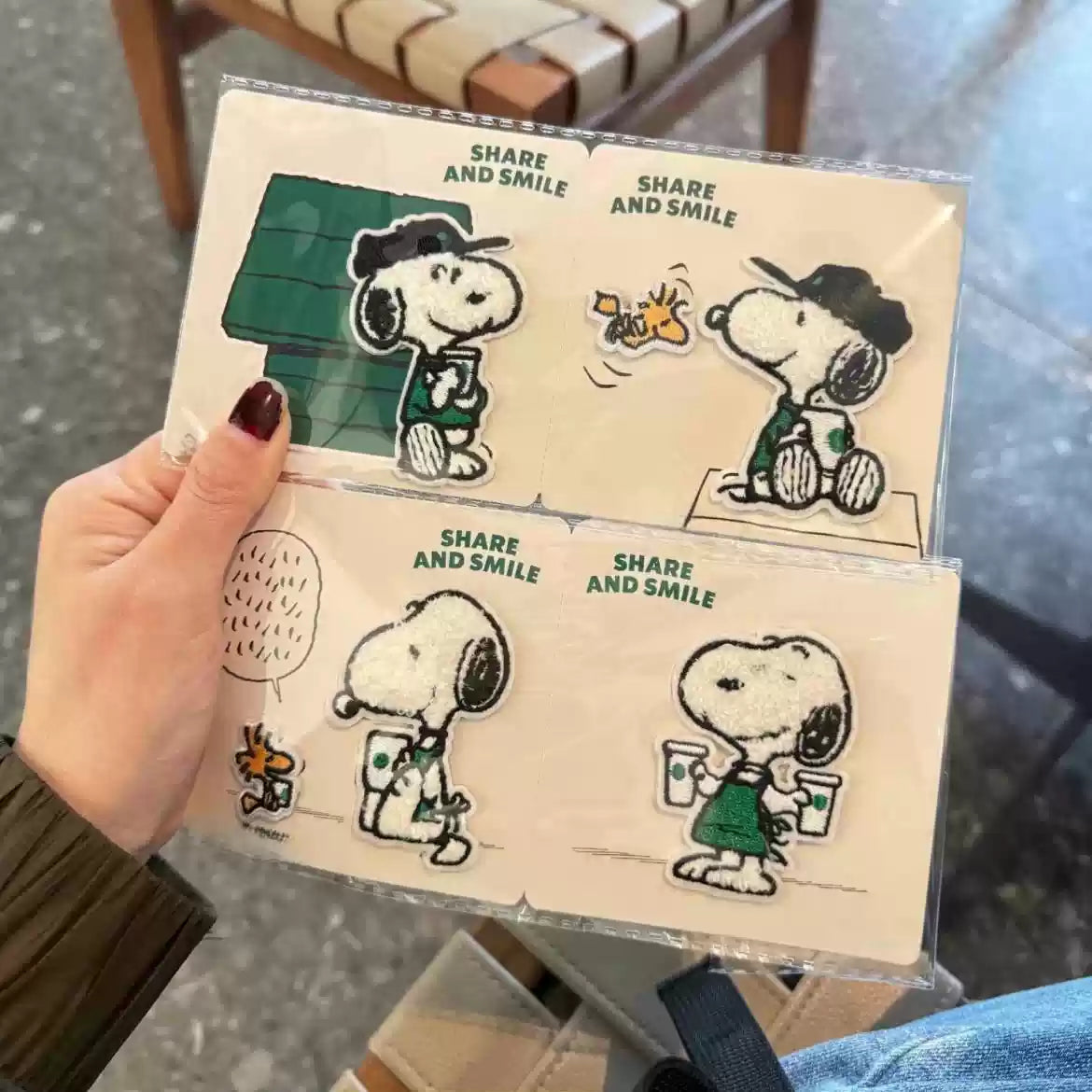A set Starbucks and PEANUTS 2025 co-brand Snoopy embroidery sticker