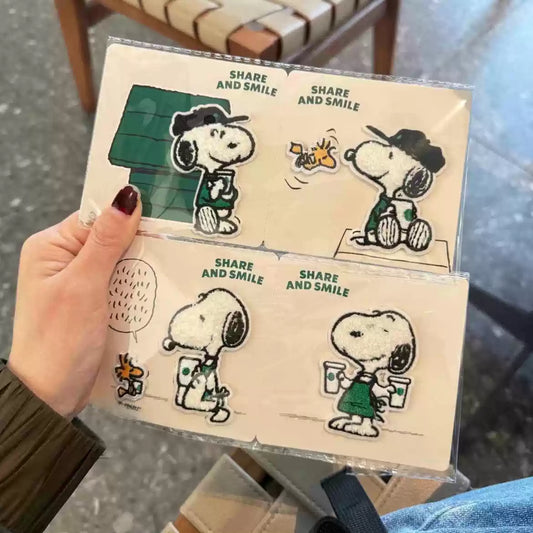A set Starbucks and PEANUTS 2025 co-brand Snoopy embroidery sticker