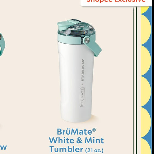 Starbucks Aisa 2026 BRUMATE cobrand series white mint Tumber 21oz