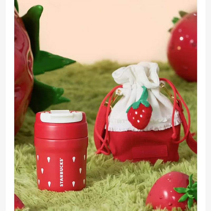 Starbucks China 2024 Strawberry Bunny Paradise series Double mouthed stainless steel cup 340ml with bag Starbucks loveinstarbucks