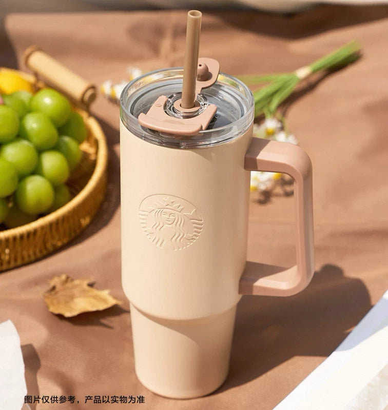 Starbucks China 2025 Autumn Anniversary Series Straw Stainless Steel Cup 900ml 31.68oz