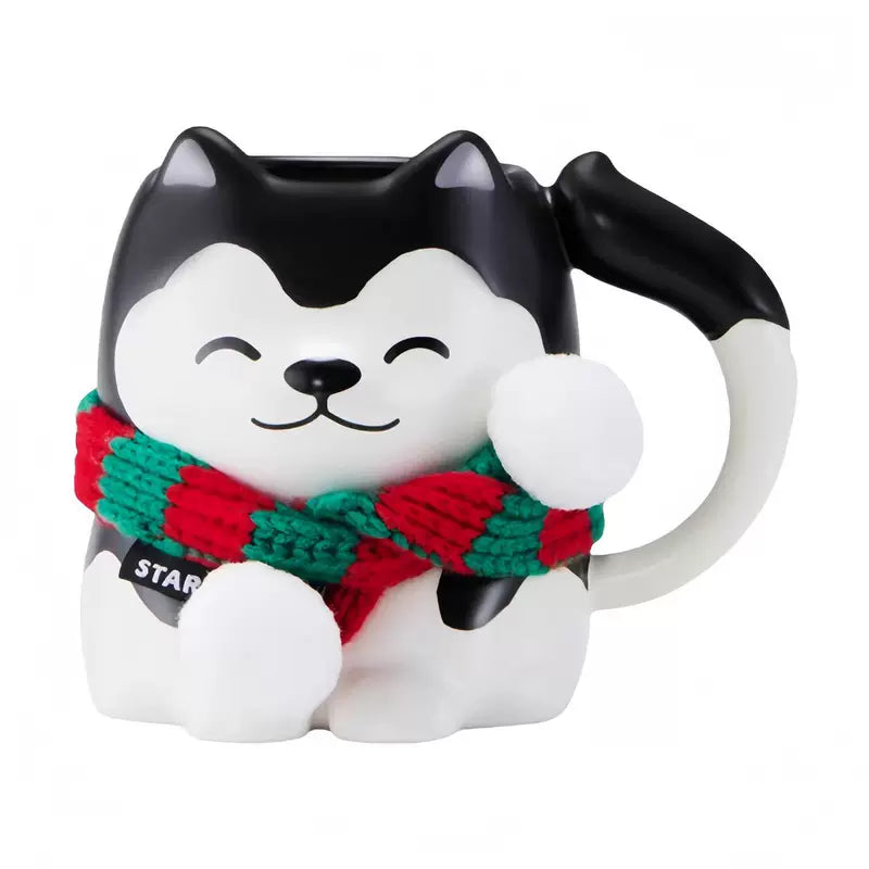 Starbucks China 2025 Christmas Warmth Series Husky Mug with Plush Scarf 460ml