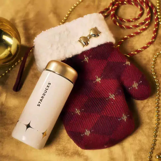 Starbucks China 2025 Christmas Warmth Series Stainless Steel Cup with Glove Shape Cup Cover 220ml