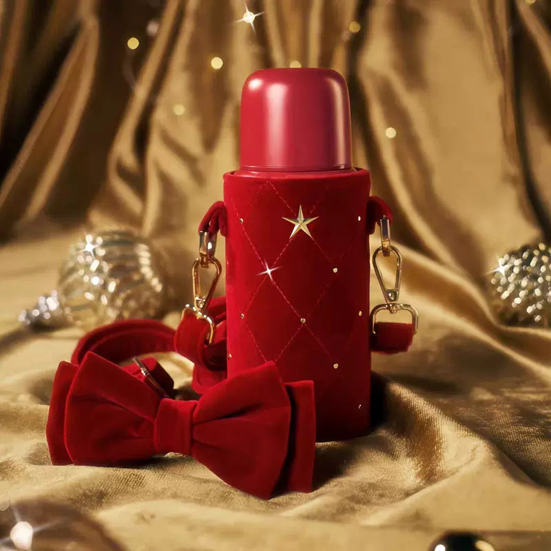 Starbucks China 2025 Christmas Warmth Series Stainless Steel Retro Insulated Cup with Bow Sleeve 355ml