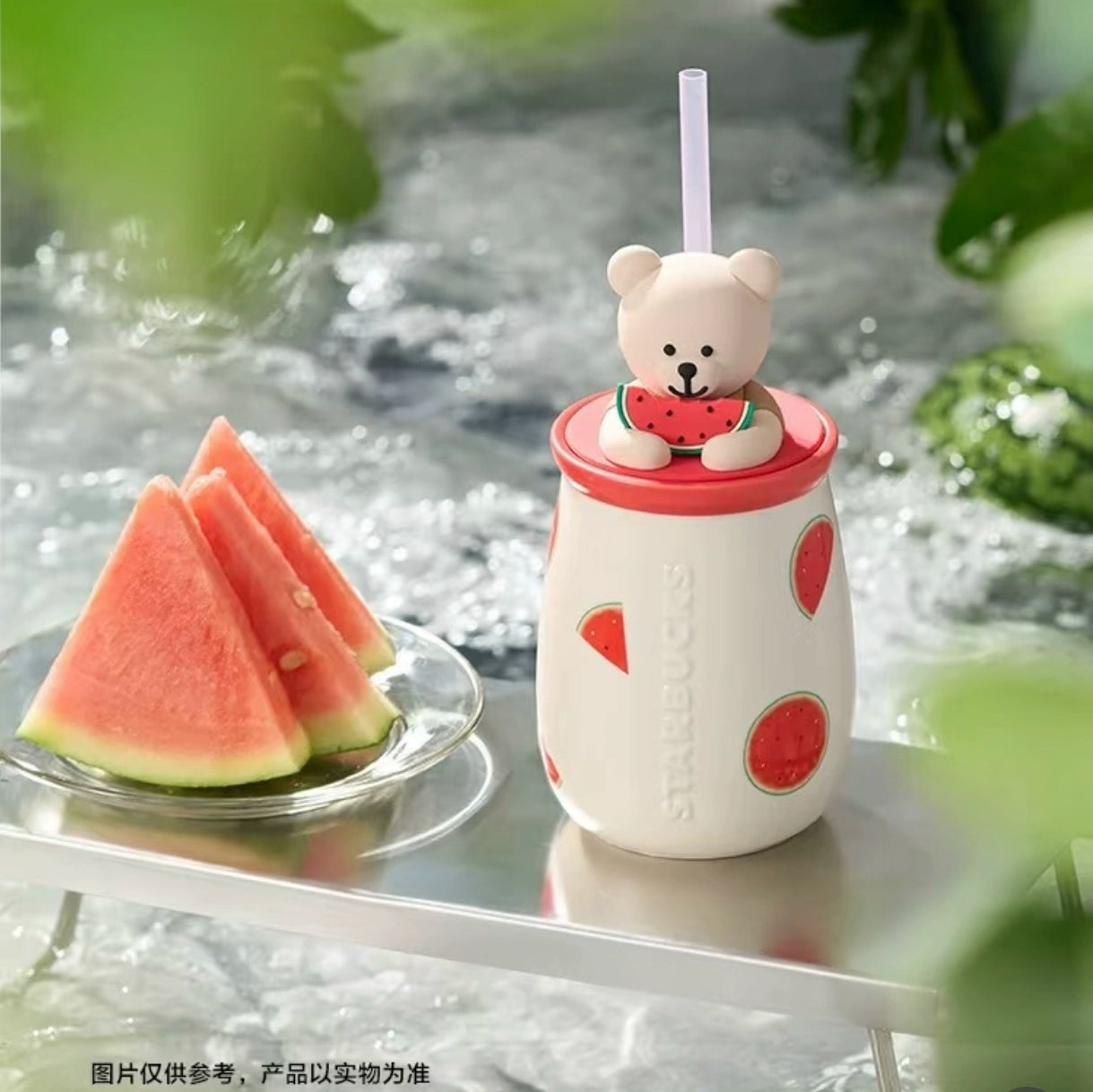 Starbucks China 2025 Fruit Romance online series Watermelon Ceramic Straw Cup 430ml