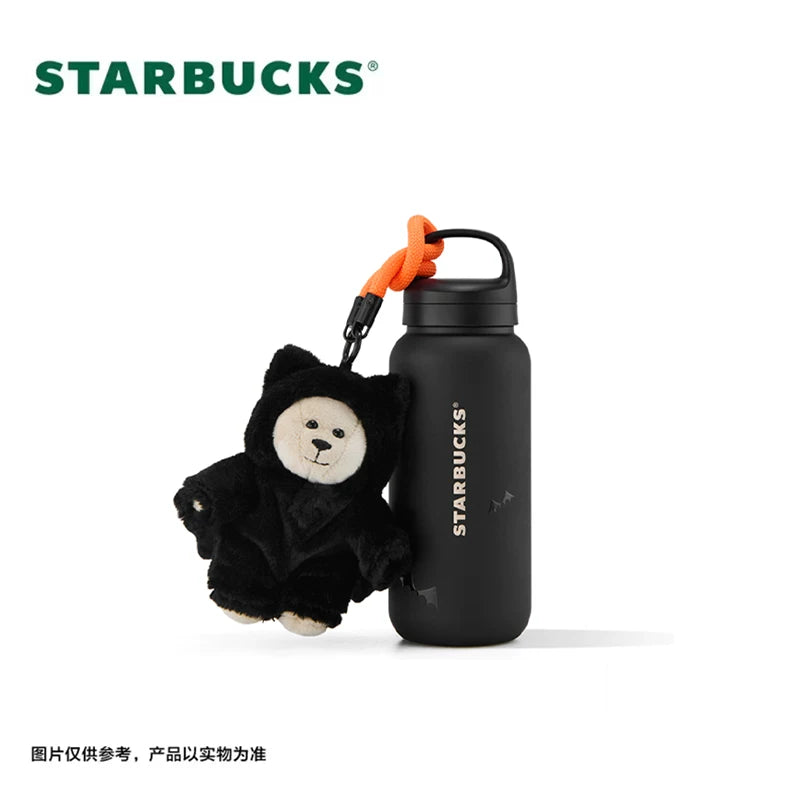Starbucks China 2025 Halloween Dark Night Series Collection Stainless Steel Handle Thermal Cup with Black Bear Hanging 425ml 14.96oz