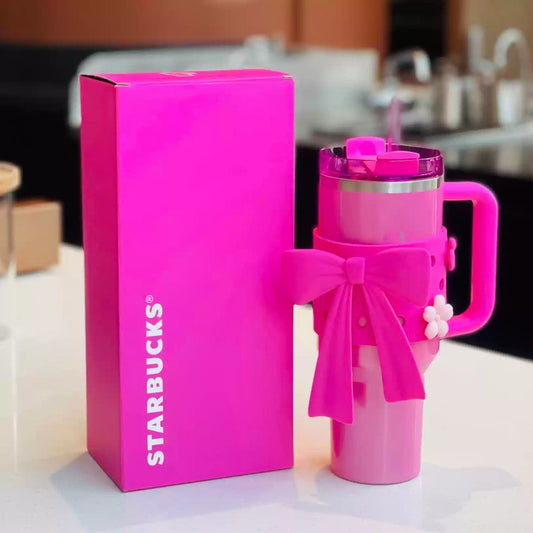 Starbucks China 2025 Sakura Series Stanley Pink Co -branded Stainless Steel Straw Cup 1183ml 40oz with bow