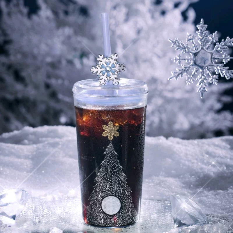 Starbucks China 2025 Snowlit Wonderland series Glass Straw Cup 585ml 20.59oz