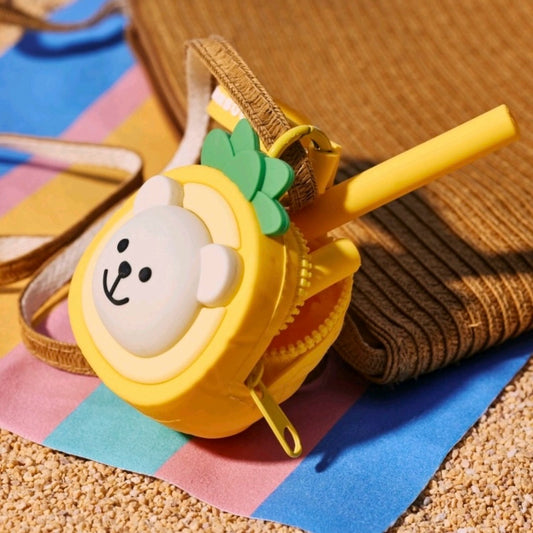 Starbucks China 2025 Tropical Series Pineapple Decorative Bear Store Manager's Bag with Silicone Straw