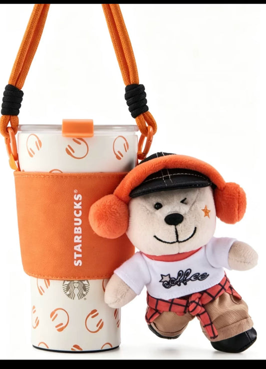 Starbucks China 2026 Bear Store Manager's Town Series 365ml STTOKE tabletop cup with orange bear cup cover
