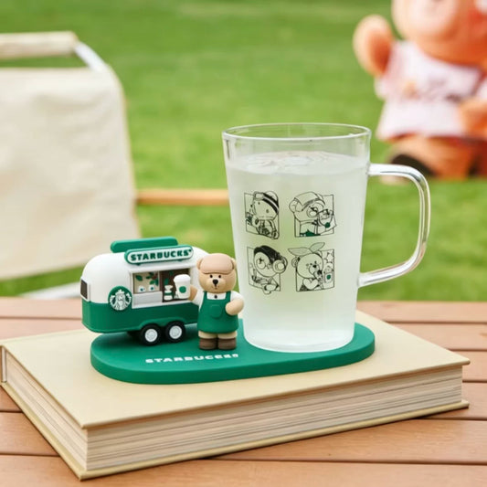 Starbucks China 2026 Bear Store Manager's Town Series 550ml glass tabletop with coasters
