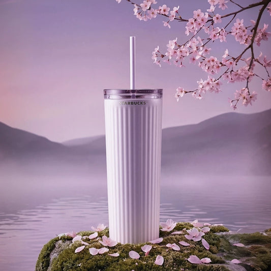 Starbucks China 2026 Cherry Blossoms Online Series French Fries Stainless Steel Straw Cup 540ml