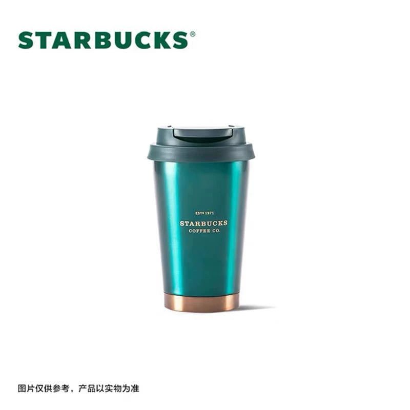 Starbucks China 2026 Dark Green Gilded Series 384ml gold-rimmed stainless steel thermos cup