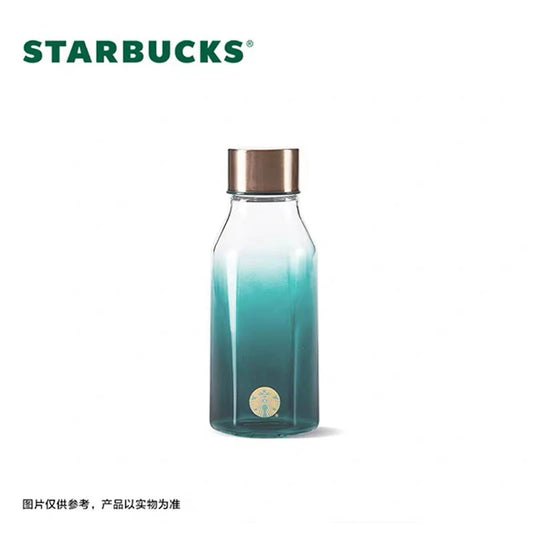 Starbucks China 2026 Dark Green Gilded Series 473ml Gradient Glass Water Bottle