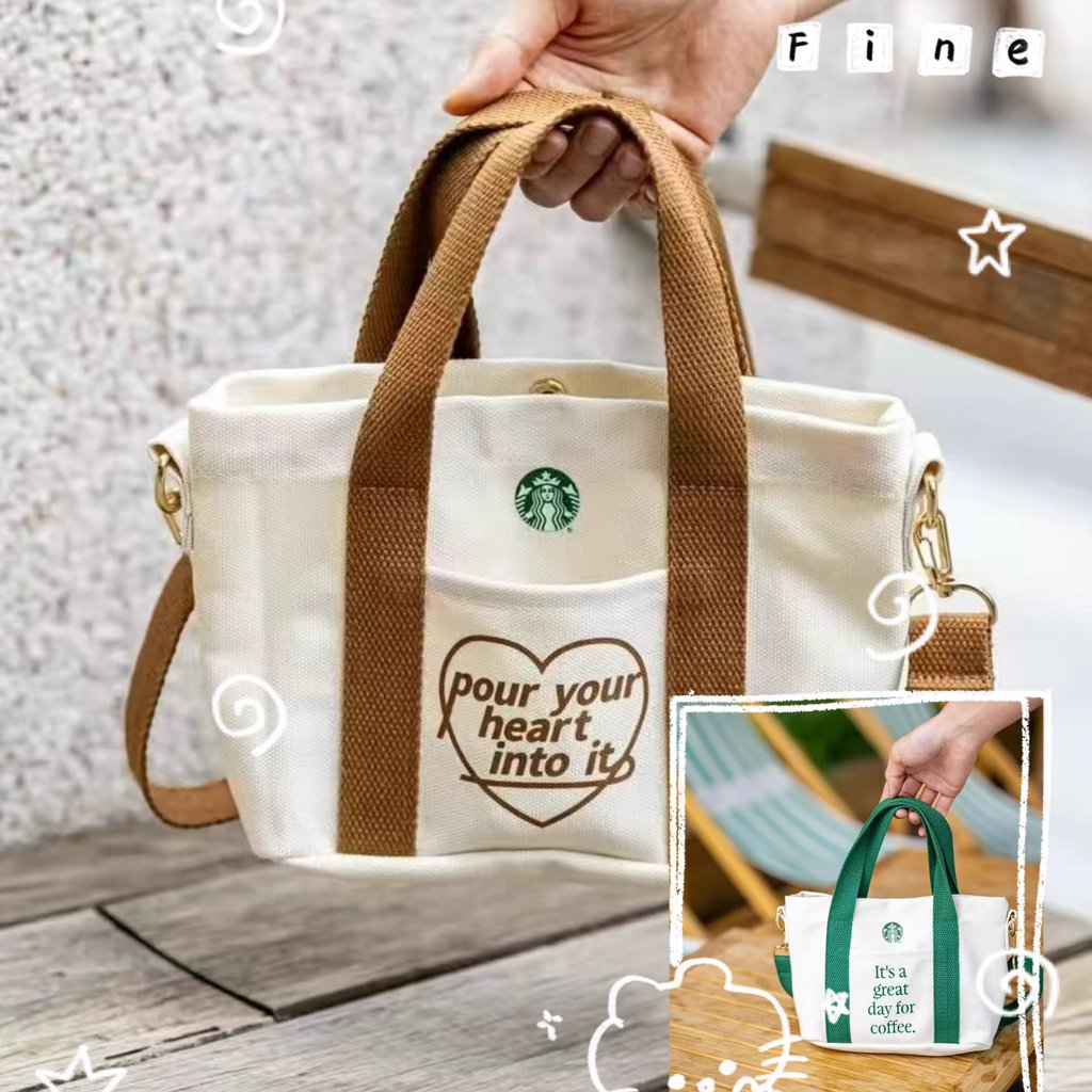 pre-order  Starbucks China 2026 Letter Color Block Canvas Tote Bag