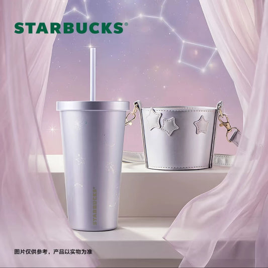 Starbucks China 2026 Purple Night Star River online series stainless steel straw cup with cup sleeve 575ml 20.24oz
