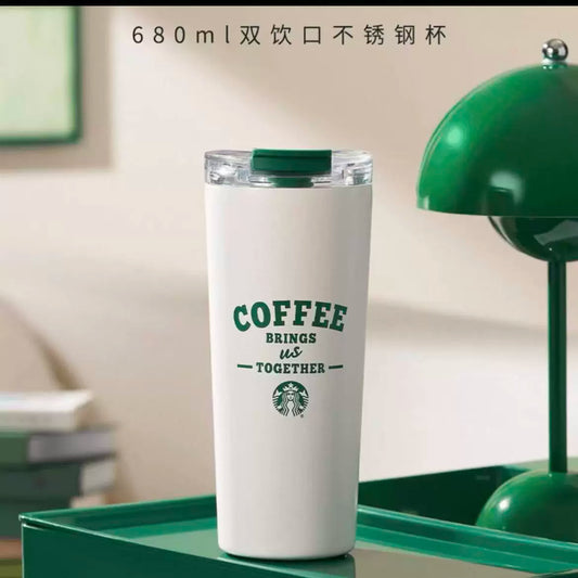 Starbucks China 2026 Retro Green Series Double Spout Stainless Steel Cup 680ml 23.93oz