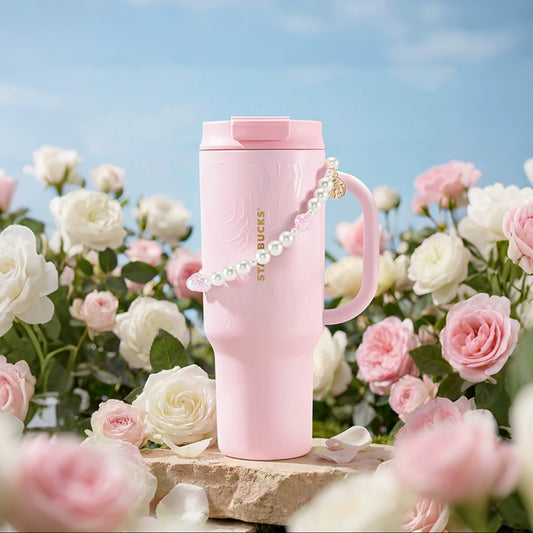 Starbucks China 2026 Rose Garden online Series Double drinking mouth pink stainless steel cup 1189ml 40oz