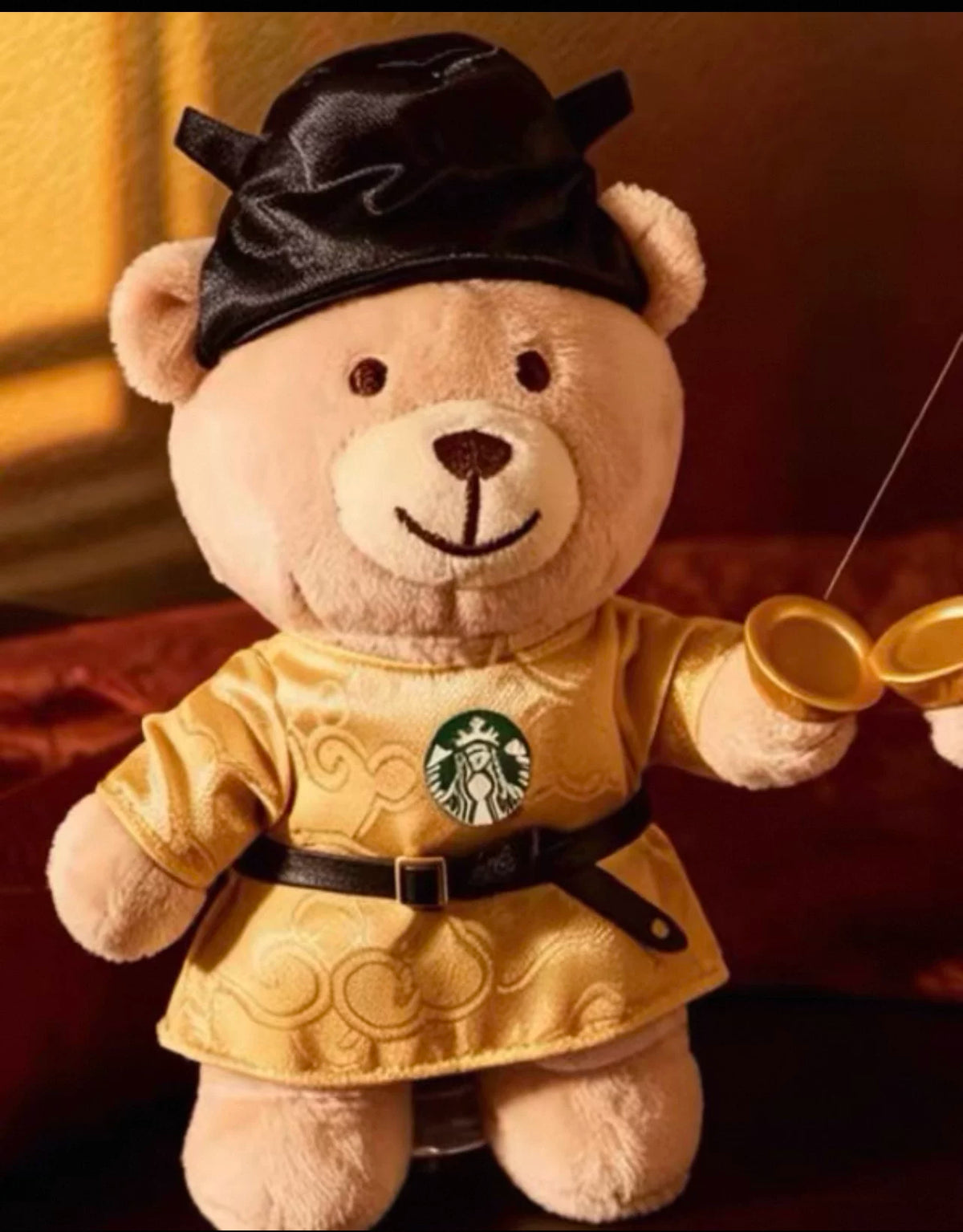 Starbucks China 2026 Shaanxi Museum Collaboration Series Tang Style Boy Bear Keychain
