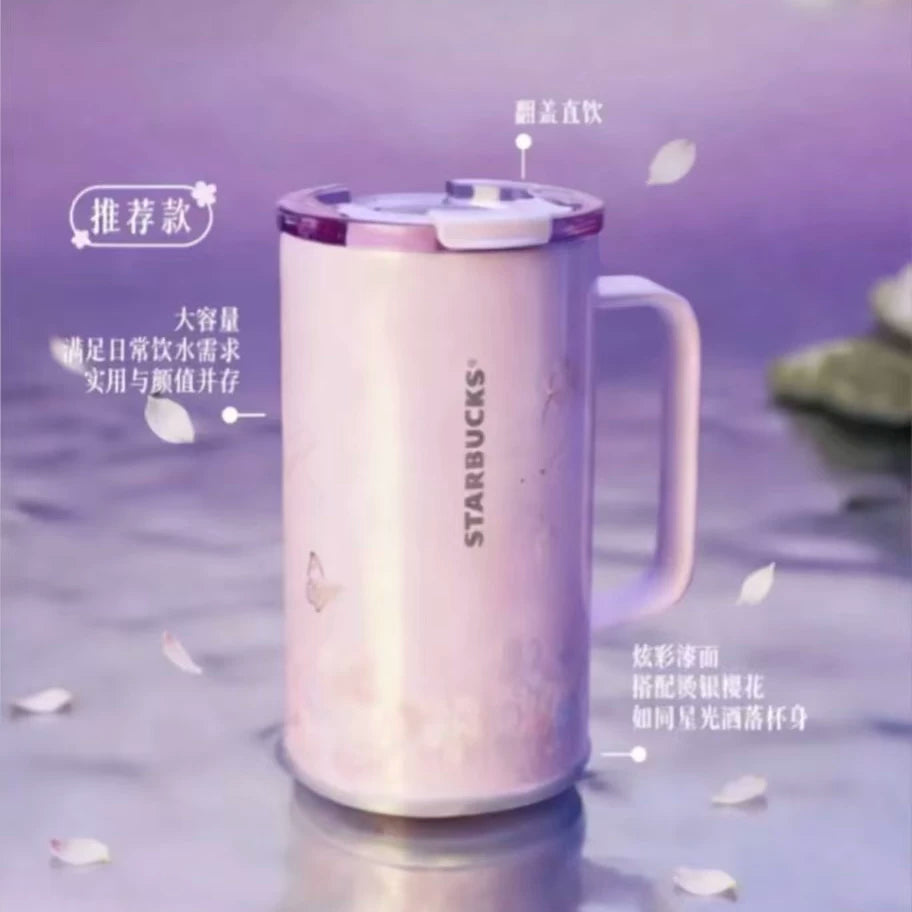 Starbucks China 2026 Spring Cherry Blossom Collection Gorgeous Stainless Steel Desktop Cup 660ml 23.23oz