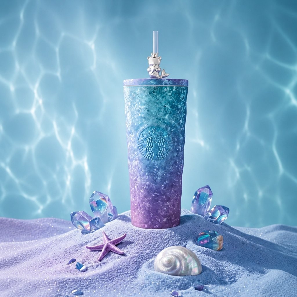 Starbucks China 2026 Undersea Wonder Series Diamond Straw Titanium Cup with Straw Decoration 600ml 21.12oz