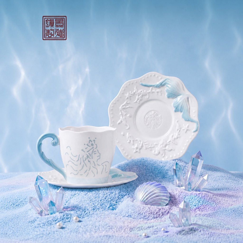 Starbucks China 2026 Undersea Wonder Series Jingdezhen mug and saucer set 300ml 10.56oz