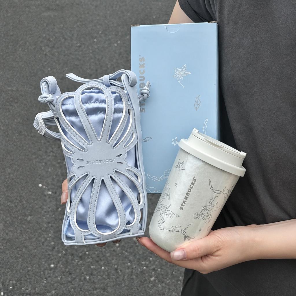 Starbucks China 2026 Undersea Wonder Series Stainless Steel Tumbler with Pouch 385ml 13.55oz