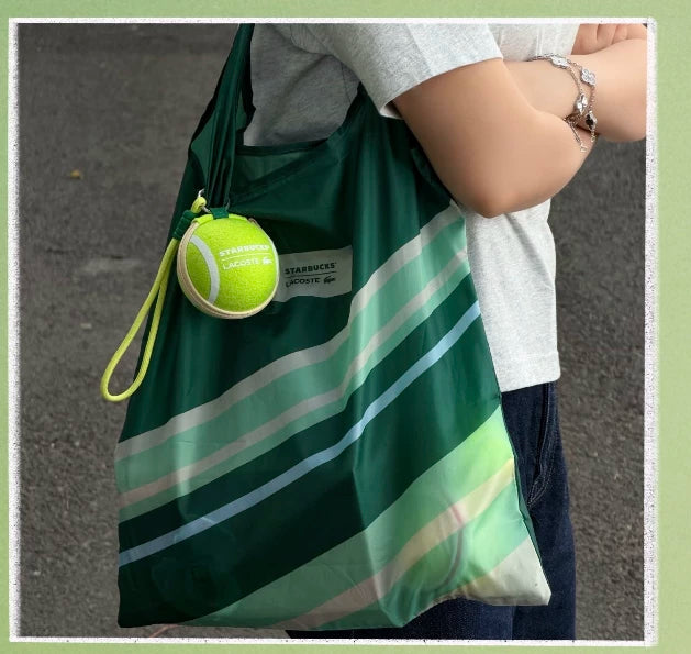 Starbucks China 2026 X LACOSTE co-brand series Tennis style bag hanging storage bag with shell