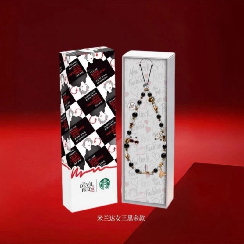 Starbucks China 2026 and The Devil Wears Prada Collaboration Series black mobile phone chain without giftcard
