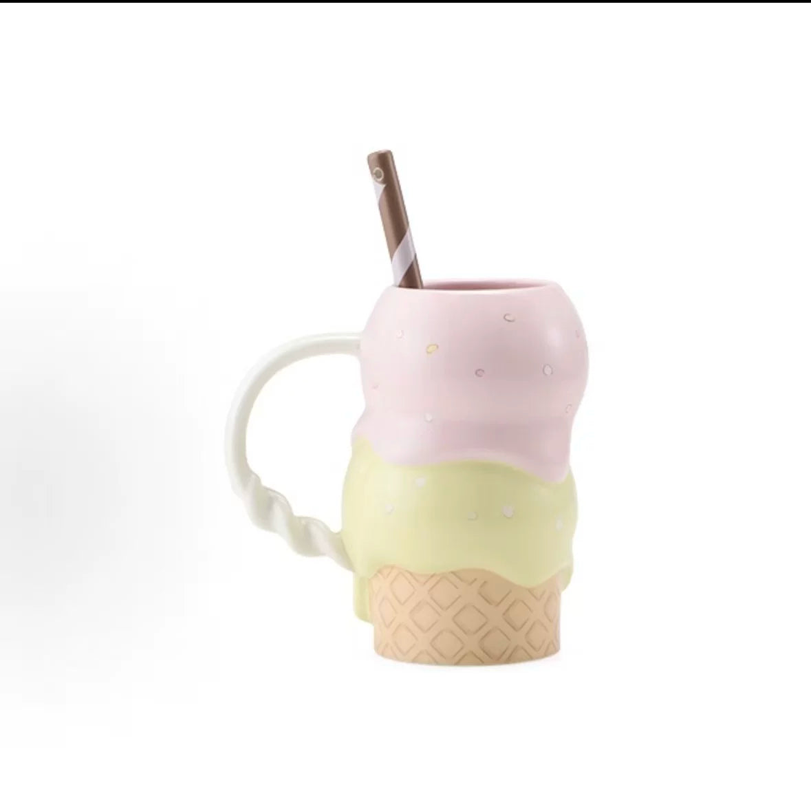 Starbucks China Summer 2026 Dessert Party Series Ice Cream Waffle Mug with Stirrer 355ml 12.49oz