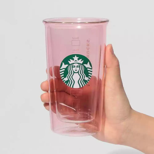 Starbucks Japan 2025 Sakura series Pink Double Glass Cup 355ml